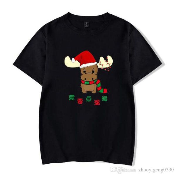 

2018 new european religious festival happy christmas short sleeve t-shirt women men casual cotton kawaii lovely cartoon t-shirt top, White