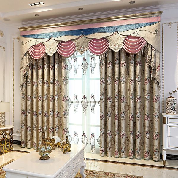 

european embossed embroidery noble shading curtains for living dining room bedroom