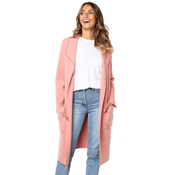 

nora twips warm winter coat women turndown long coat collar overcoat female casual autumn 2018 pink sweet outerwear, Black