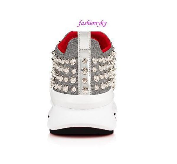 

new designer shoes red bottom studded spikes sneakers spike sock mens and womens spikes training shoes size35-46, Black