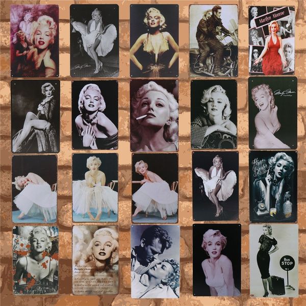 

classic movie beauty girls wall stickers pub club vintage metal plate art iron painting plaque tin signs retro home tintin decoration