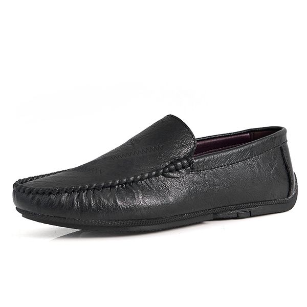

2019 peas shoes zapatos de hombretenis masculino adulto waterproof full leather men's shoes solid color work casual %2108, Black