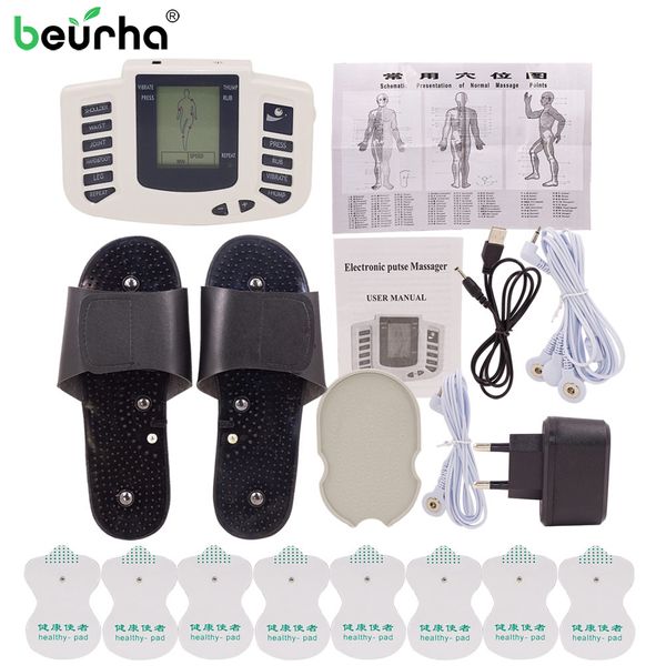 Beurha Elektrischer Muskelstimulator, russisches Knopftherapie-Massagegerät, Pulse Tens, Akupunktur, Ganzkörpermassage, Entspannungspflege, 16 Pads