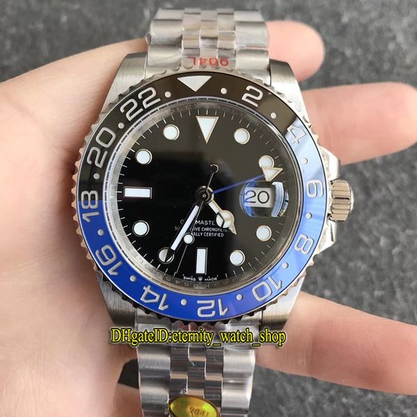 

real nf v8 version gmt ii cal.3285 automatic 904l steel 126710 116719 mens watch black-blue ceramic-bezel correct hand stack sport watches, Slivery;brown