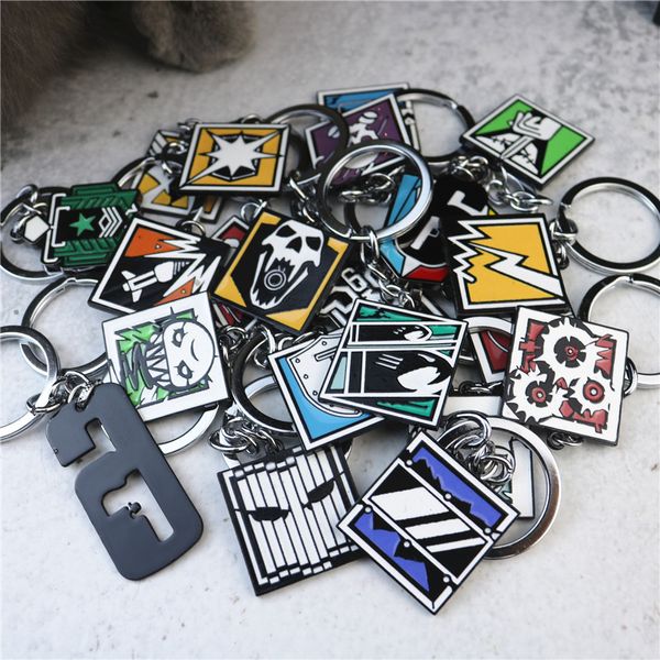 

2019 game rainbow six 6 siege keychain men tachanka echo kapkan lesion smoke sledge hibana key chain holder porte clef creative, Silver