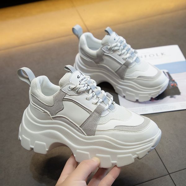 

women chunky fashion vulcanize new female black white platform thick sole casual shoes woman sneakers 7cm mx200425