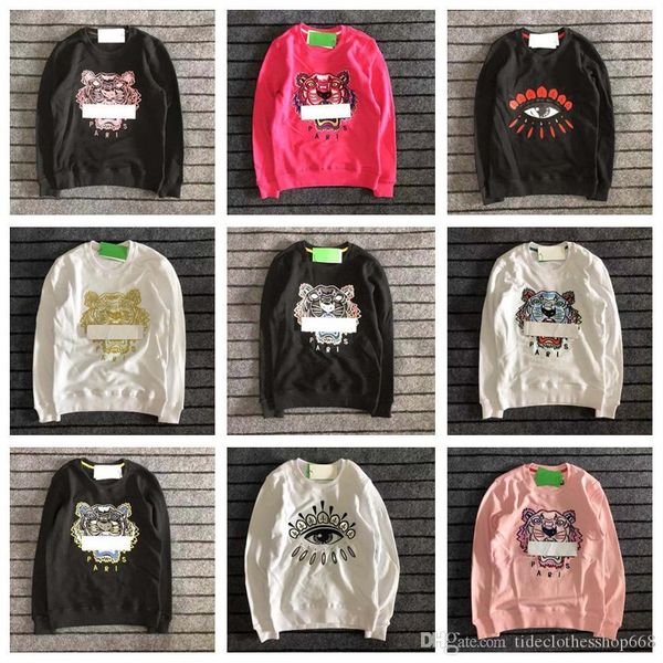 

19ss embroidery tiger k*z mens designer hoodie man woman long sleeve o-neck pullover embroidery pure cotton terry box logo, Black