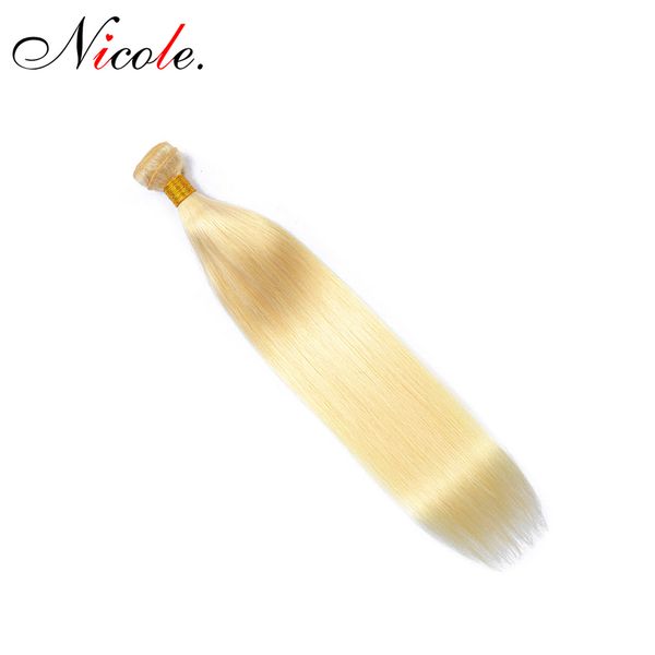 

nicole 613 blonde человека пучки прямых волос 1 шт honey blonde связки malasian non-remy weave волос 100% человеческих волос weave, Black