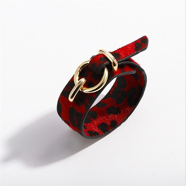 

fashion leopard print pu leather bracelet bangles women jewelry adjustable wide leather bangles vintage punk, Black