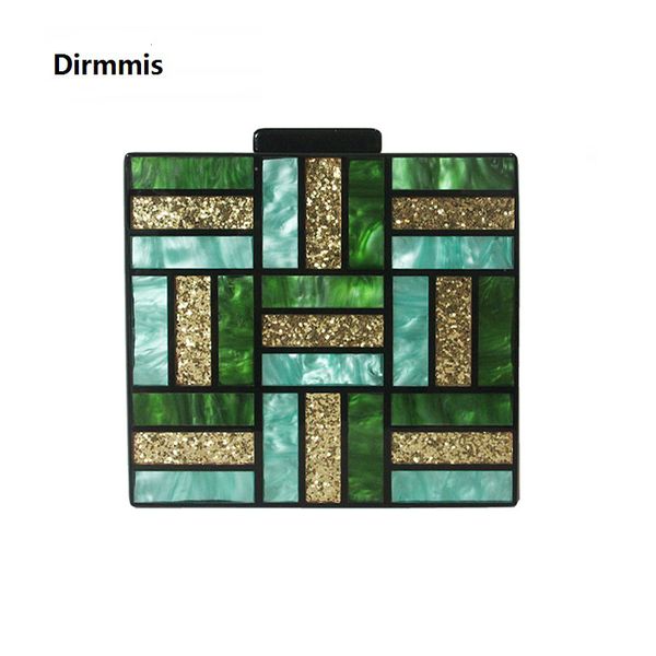 

new brand fashion women evening bag cute green gold acrylic handbags luxury square party prom wedding bags casual vintage clutch t200223