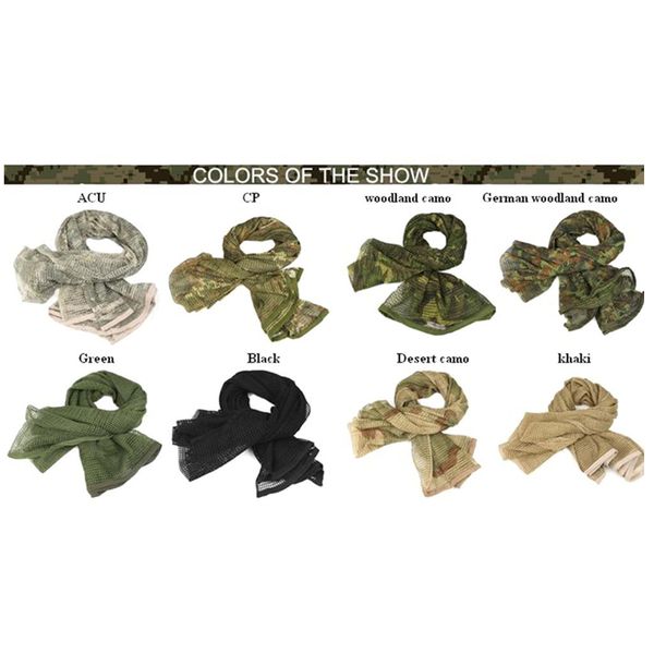 

vilead camouflage tactical mesh breathbale scarf sniper face veil scarves for camo hunting cycling neckerchief, Black
