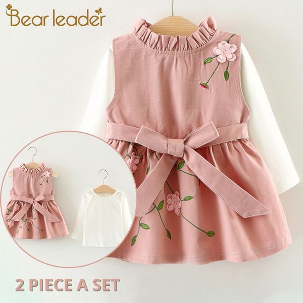 

bear leader baby girls dress new long-sleeve princess dress kids clothes children dress+pineapple backpack for baby dress t200624, Red;yellow