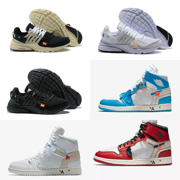 

sale 2020 new 1 high og chicago basketball shoes retroes bred unc blue white toe men women presto v2 trainer designer sports shoes, Black