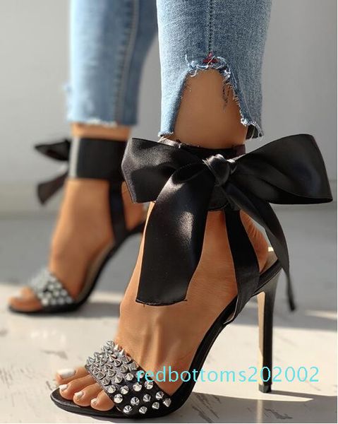 

women sandals stiletto high heel shoes sandalias mujer 2020 strap ankle wrap ol pumps party dress shoes women size 35~42 r02, Black