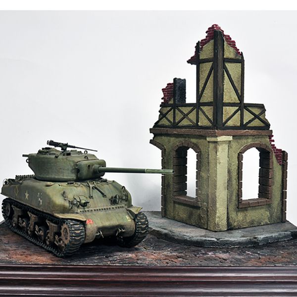 

1/35 масштаб диорамы военный песок стол модель здания руины угловой дом война горящие здания остатки моделей