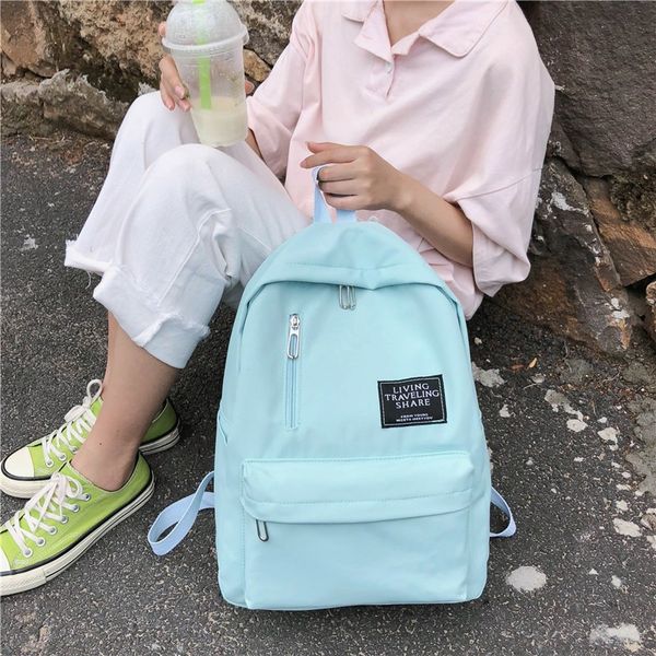 

2019 solid color japanese student zipper bag backpack
