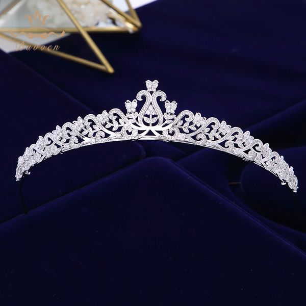 

bavoen elegant leaves full zircon wedding tiaras hairbands crystal brides hair accessories evening hair jewelry birthday gifts, Golden;white