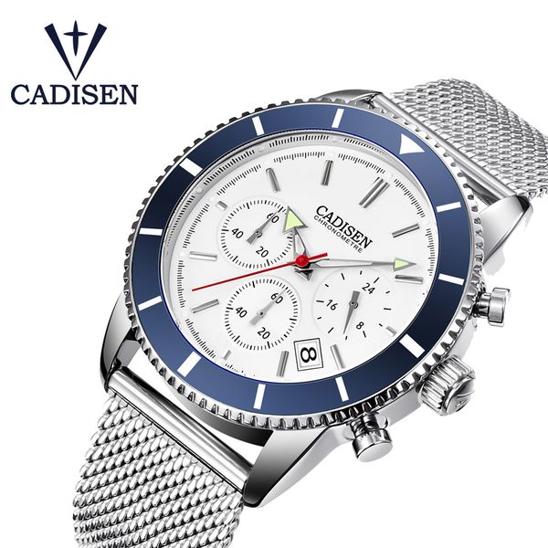 

cadisen 2019 new men's watches fashion quartz mens watches sports watch men clock relogio masculino, Slivery;brown