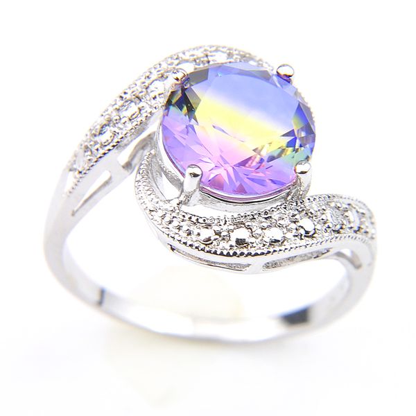 

style rings for woman 925 sterling silver plated round colored tourmaline gems 10 pcs lot fashion charm ring accessory, Golden;silver