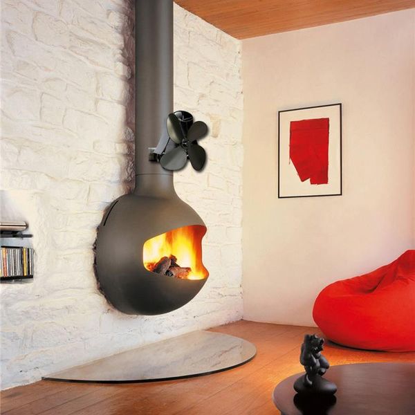 

wall mounted type 4 blade heat powered stove fan log wood burner eco quiet home fireplace fan heat distribution fuel saving