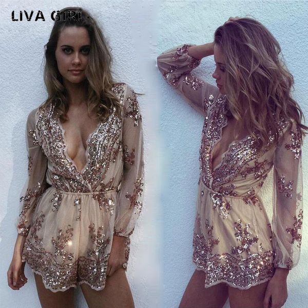 

liva girl deep v sequin playsuit women tassel short mesh bodysuit summer beach club elegant jumpsuit rompers embroidery leotard, Black;white