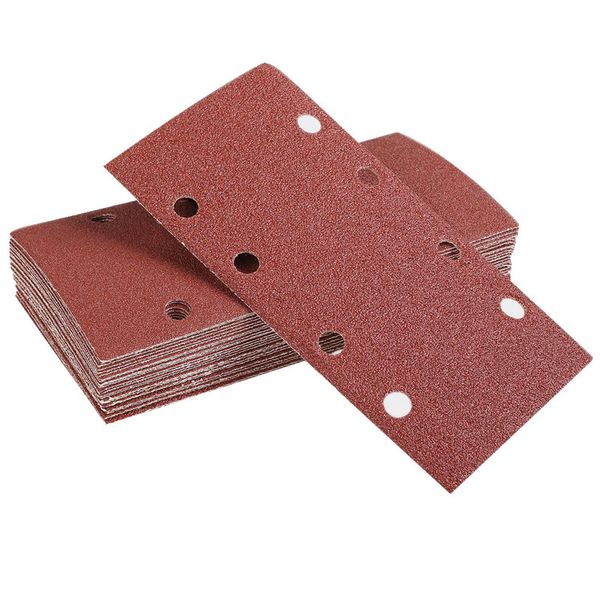 

25 pcs sanding pads,sanding paper hook and loop sand sheet 93x185mm punched 8 holes grits 40/60/80/120 fit sheet orbital sander