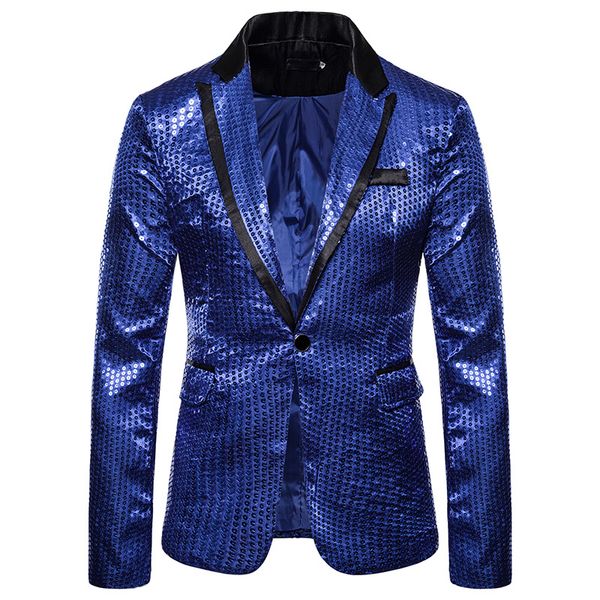 

men blazers coat fashion clubwear show performance host sequin long sleeve slim fit one buttons jackets, White;black