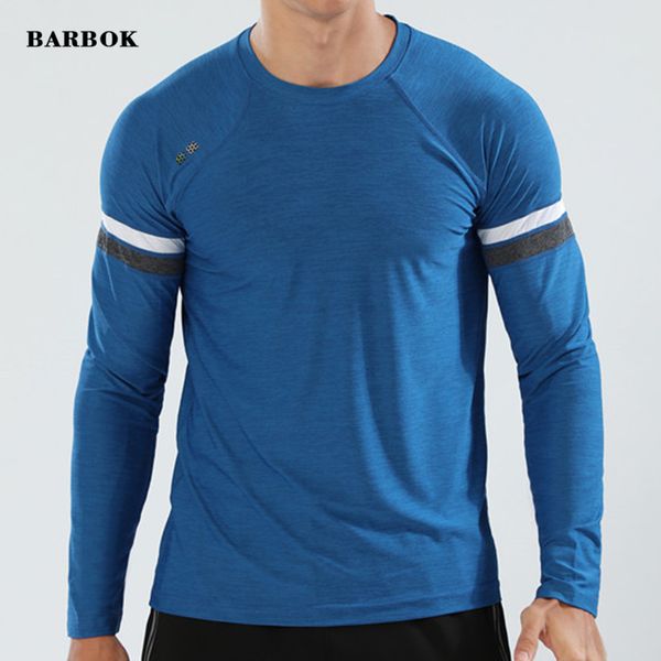 

barbok мужчины quick dry с длинным рукавом футболки идущие slim fit топы тис спорт тренажерный зал t рубашки muscle tee бодибилдинг рубашку, Black;blue