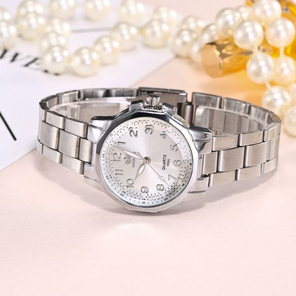 

women fashion exquisite watch stainless steel bracelet clasp band analog quartz round wrist clock watches montre femme, Slivery;brown