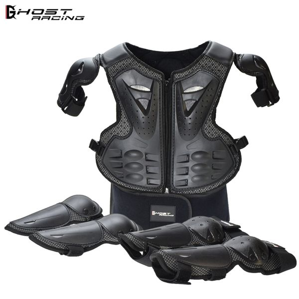 

ghost racing motorcycle children armor protection set 5-13 age kids skateboard snowboard ski roller sports full body protector