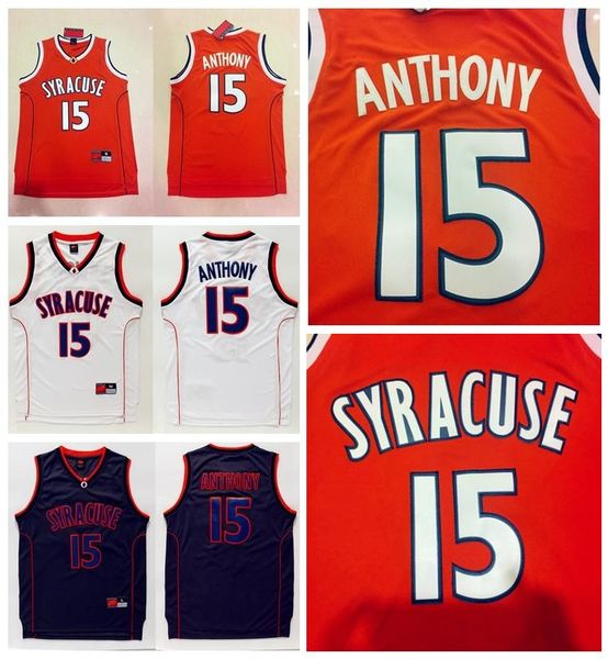 

College 15 Camerlo Anthony Jersey NCAA Men Syracuse Orange Basketball Jerseys Anthony For Sport Fans Embroidery Black White