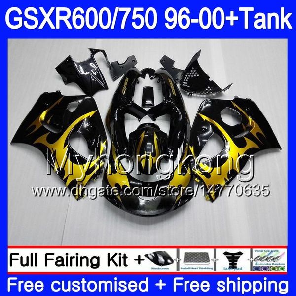 Karosserien + Tank für Suzuki SRAD GSXR 750 600 1996 1997 1998 1999 2000 291HM.75 GSXR600 Stock Gold Flames GSXR-750 GSXR750 96 97 98 99 00 Verkleidung