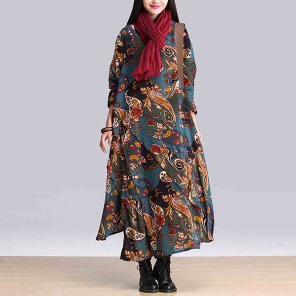 

2019 spring new national style large size women's cotton and linen long sleeve hem irregular long section, Black;gray