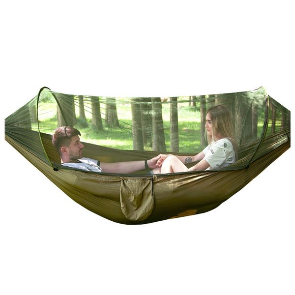 

1-2 portable person camping outdoor hammock with mosquito net swing sleeping,dark green 250 x 120cm