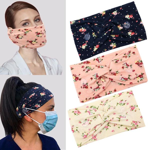 Frauen Yoga Stirnbänder Maske Knopf Stirnband Sport Workout Haarbänder für Krankenschwestern Twisted Criss Cross Elastic Head Wrap