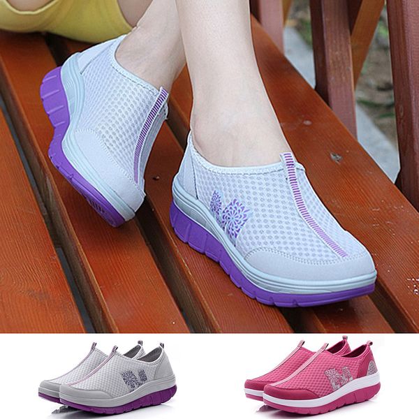 

women's fashion casual mesh breathable wedges sport running sneakers shake shoes new arrived 20190812
