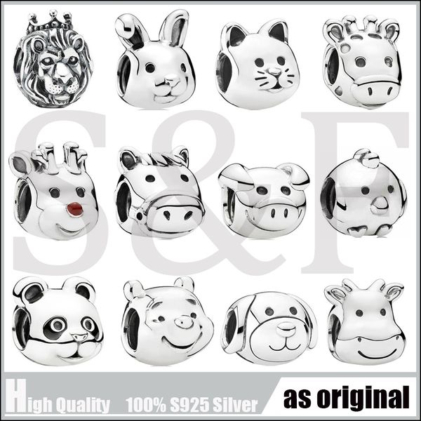 

authentic 925 sterling silver cute animal beads charms fit bracelets fine jewelry making children gift, Bronze;silver