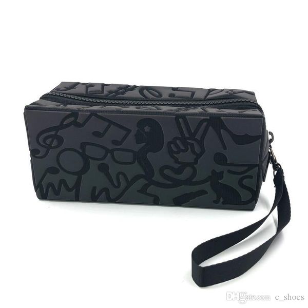 

new geometric graffiti cosmetic bag female clutch bag luminous linger cosmetics wash storage bag