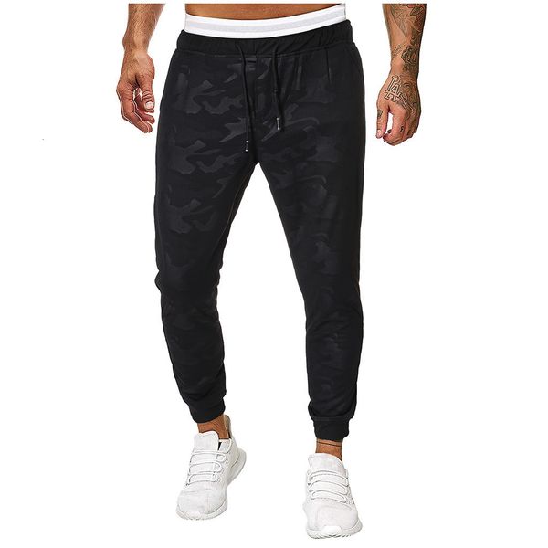 

men joggers sweatpants men's joggertrouser men splicing camouflage overalls casual pocket sport work casual trouser pants m-5xl, Black