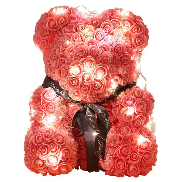 40 -сантиметровый романтический розовый медведь Cub Forever Artificial Rose Anniversary День матери Святого Валентина с струнными огнями капля с коробкой
