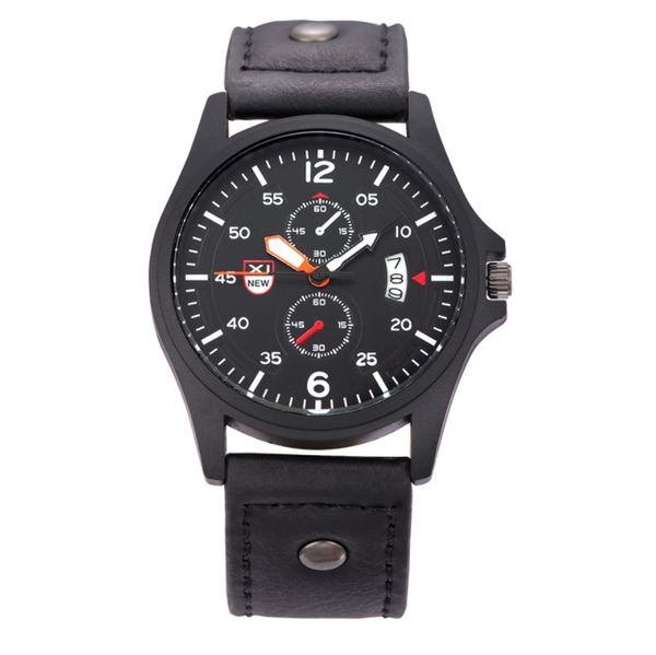 

men's xinew brand fashion simple watch pu leather strap calendar color watch student three eyes decorative quartz movement watch wholes, Slivery;brown