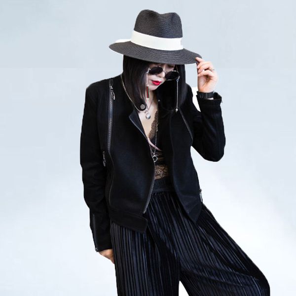 

2019 new autumn coat women zip short jacket female spring gold velvet suit ladies wild casual basic coat motorcycle jacket shirt, Black;brown