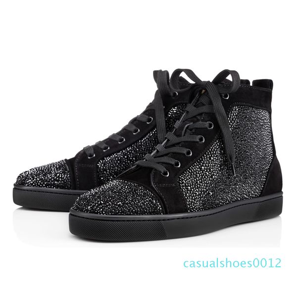 

2020 new mens red bottoms designer spike suede leather men women flat fashion luxury casual shoes party lovers sneakers 36-47 12c, Black