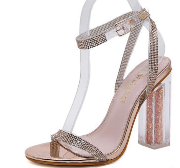 

female sandal buckle block heels high heeled sandals woman 2020 comfort shoes for women ladies chunky high-heeled comfort block, Black