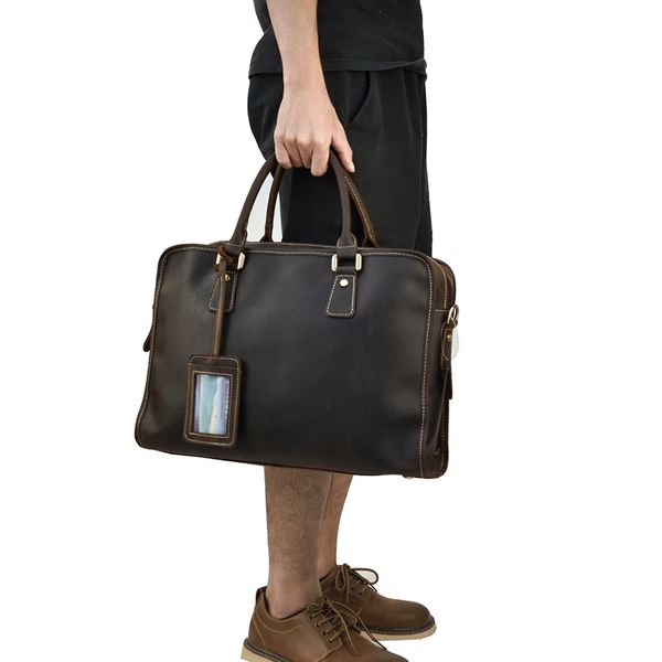 

maheu genuine leather lapbriefcase for 15 inch men briefcases work tote office man business bag with boarding card tag slot