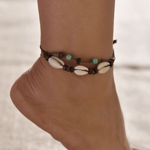 

shell anklet 2 paper set woodiness shell weave anklet posimi second, Red;blue