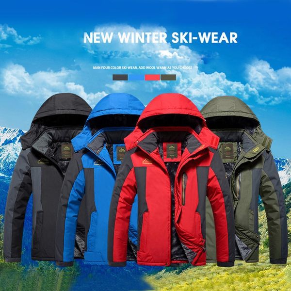 

men hooded long sleeve waterproof windproof cycling,outdoor,hiking, etc. thickened regular warm pockets jacket, Black;brown