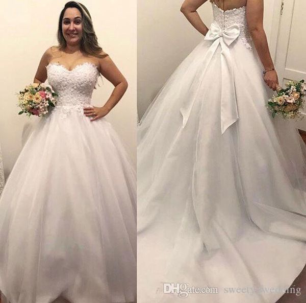 

sexy lace a line свадебные платья с возлюбленной назад лук лента кружева аппликация robe de mariage зашнуровать свадебное платье свадебные п, White