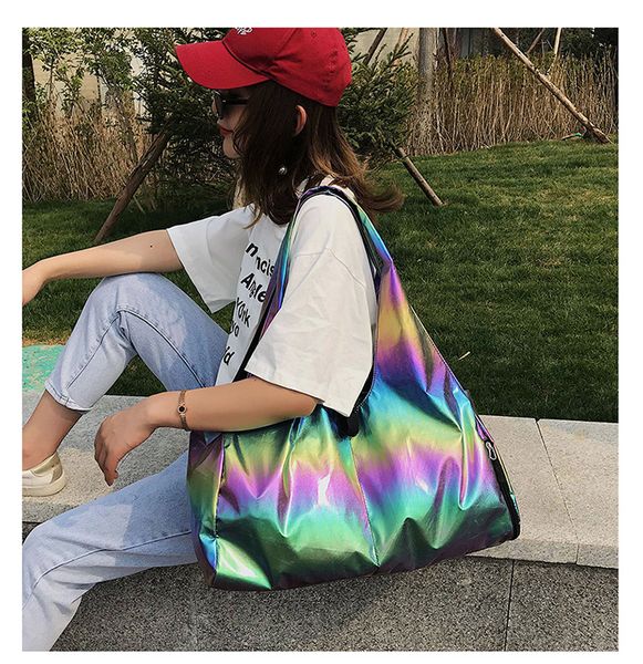 

2019 fashion women travel bag - zipper unilateral glossy travel bag