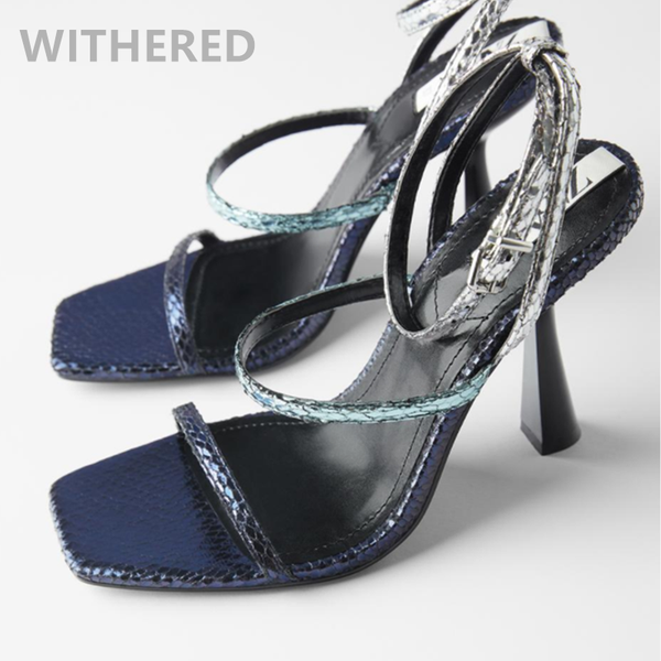 

withered 2020 summer england vintage serpentine stiletto shoes heels sandals women shoes woman women sandals, Black